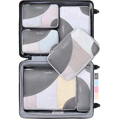 6 Set Packing Cubes for Travel, OlarHike 4 Various Sizes(Large,Medium,Small,Slim) Luggage Organizer Bags for Travel Accessories Travel Essentials, Travel Cubes for Carry on Suitcases