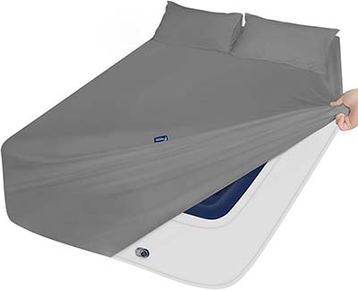 Extra Deep Pocket Sheet Sets for Air Mattress - Deep Pocket Sheets Queen Size Sets - Sheets with Pockets on Side - Easily Fits Extra Deep 16 in to 24 in Pillow Top (Grey)