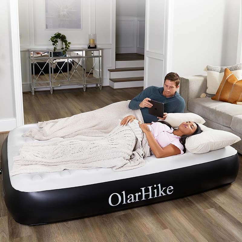 OlarHike Queen Air Mattress with Built in Pump,Durable Inflatable Blow Up Airbed with Storage Bag,13" High Speed Inflation Black, Camping Accessories, Travel and Guests & Indoor